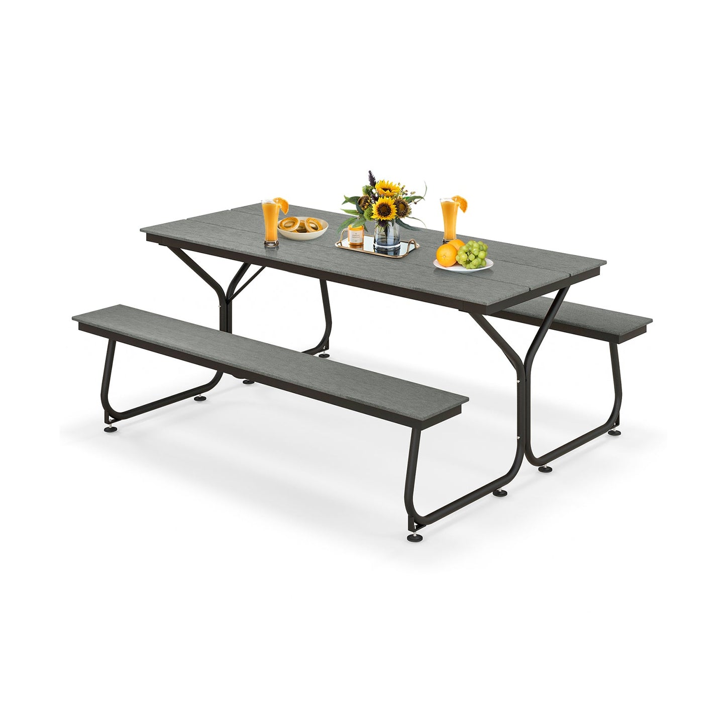 6 Feet Outdoor Picnic Table Bench Set for 6-8 People-Brown