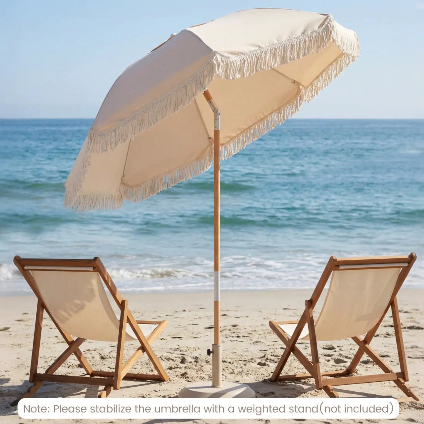 6 Feet Patio Umbrella with Fringe and Push Tilt