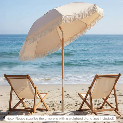 6 Feet Patio Umbrella with Fringe and Push Tilt