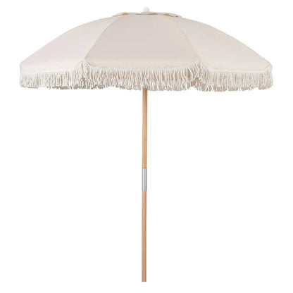 6 Feet Patio Umbrella with Fringe and Push Tilt