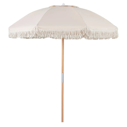 6 Feet Patio Umbrella with Fringe and Push Tilt