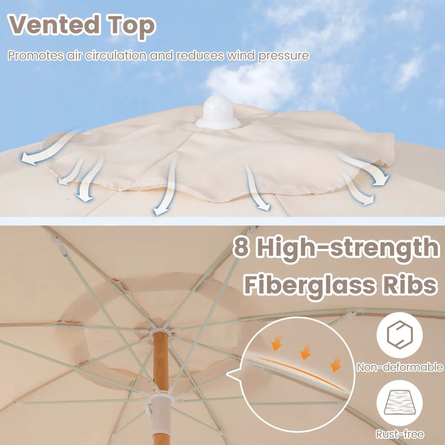 6 Feet Patio Umbrella with Fringe and Push Tilt