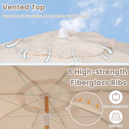6 Feet Patio Umbrella with Fringe and Push Tilt