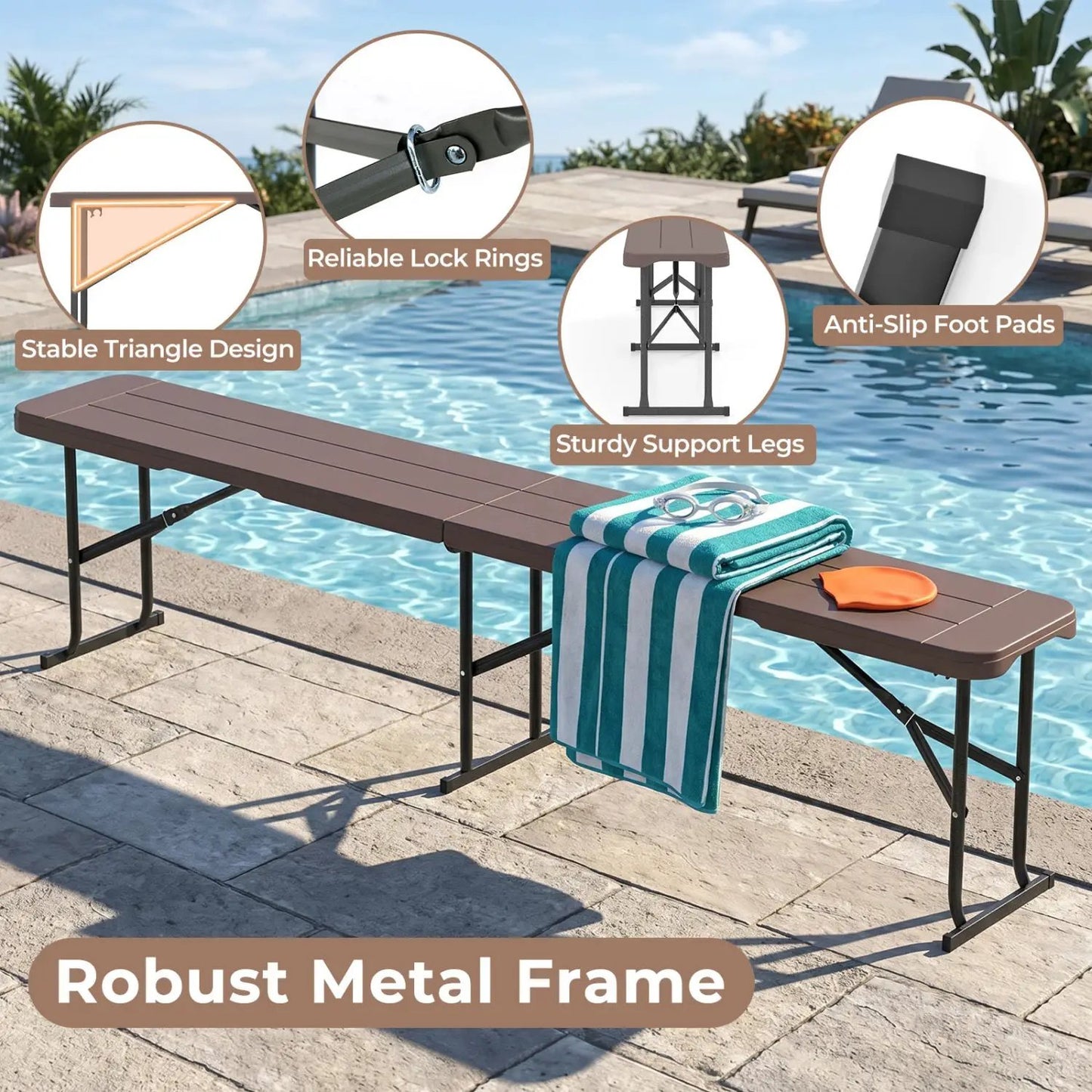 Folding Bench Carrying Handle 660 Lb Capacity