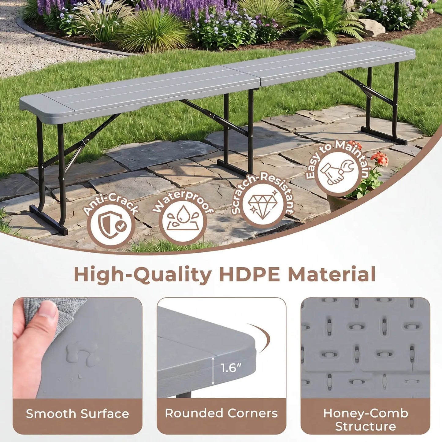 Folding Bench Carrying Handle 660 Lb Capacity