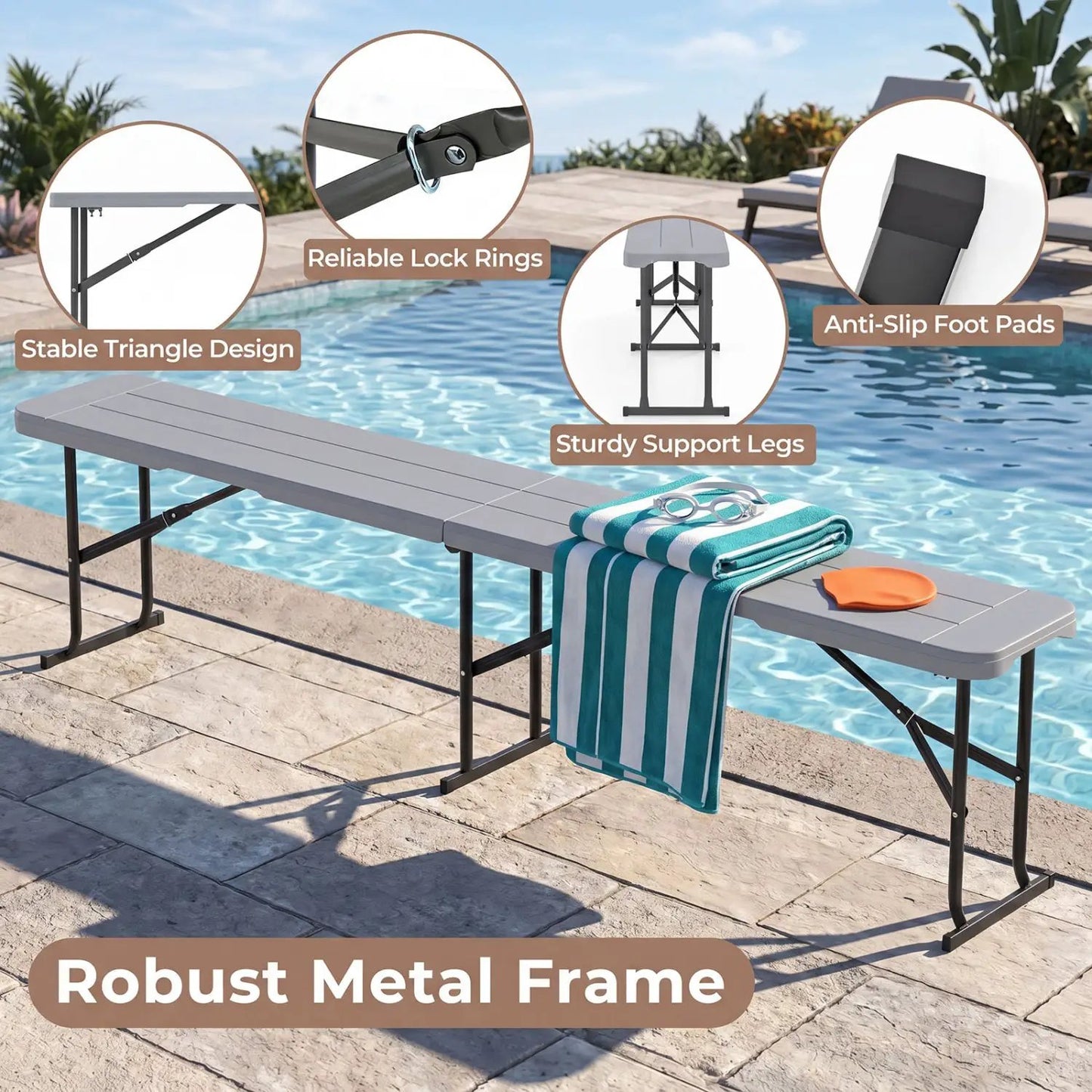 Folding Bench Carrying Handle 660 Lb Capacity