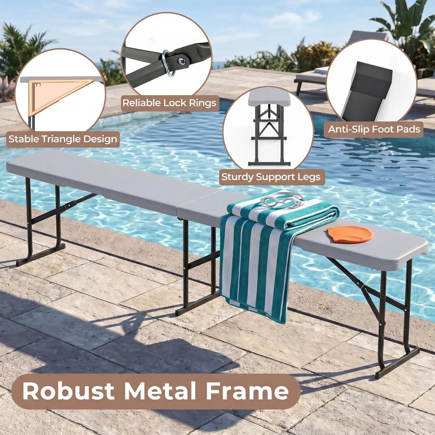Folding Bench Carrying Handle 660 Lb Capacity