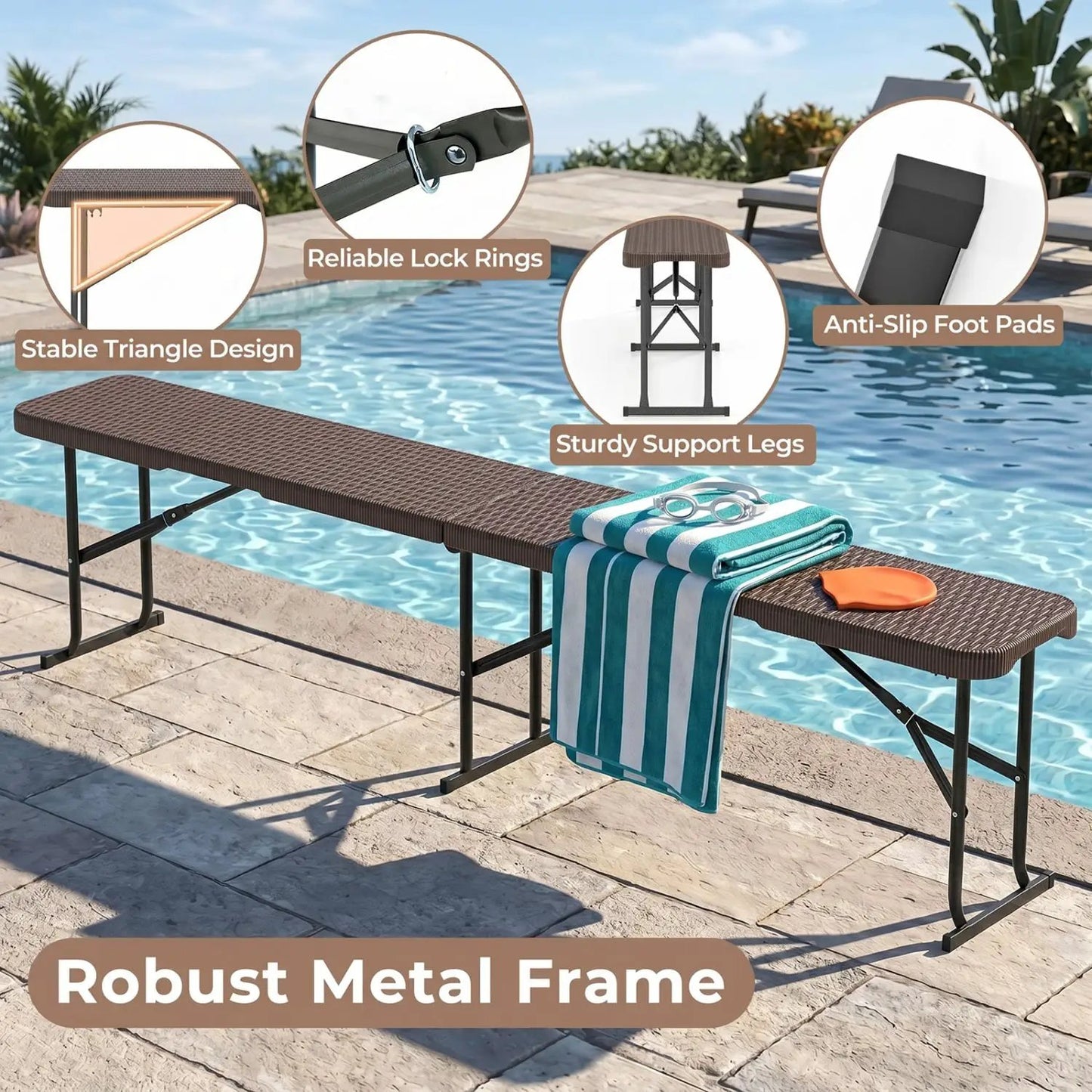 Folding Bench Carrying Handle 660 Lb Capacity