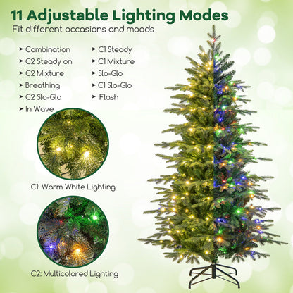 7.5 ft pre-lit artificial Christmas tree with warm white LED lights, 11 lighting modes on Tampa Home & Garden Store