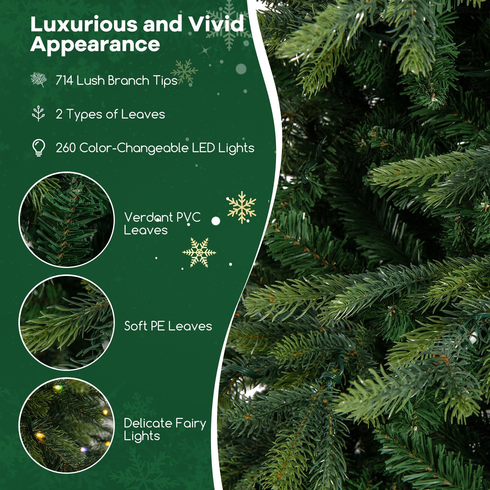 7.5 ft DirectDeals pre-lit artificial Christmas tree with warm white LEDs, green PVC leaves on Tampa Home & Garden Store