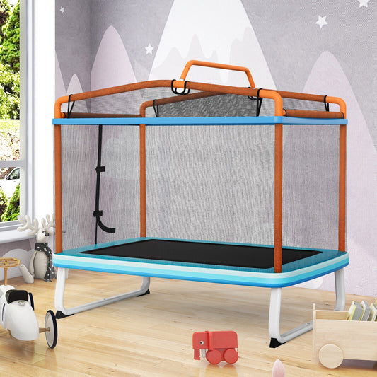 6 Feet Rectangle Trampoline with Swing Horizontal Bar and Safety Net-Orange - Tampa Home & Garden Store