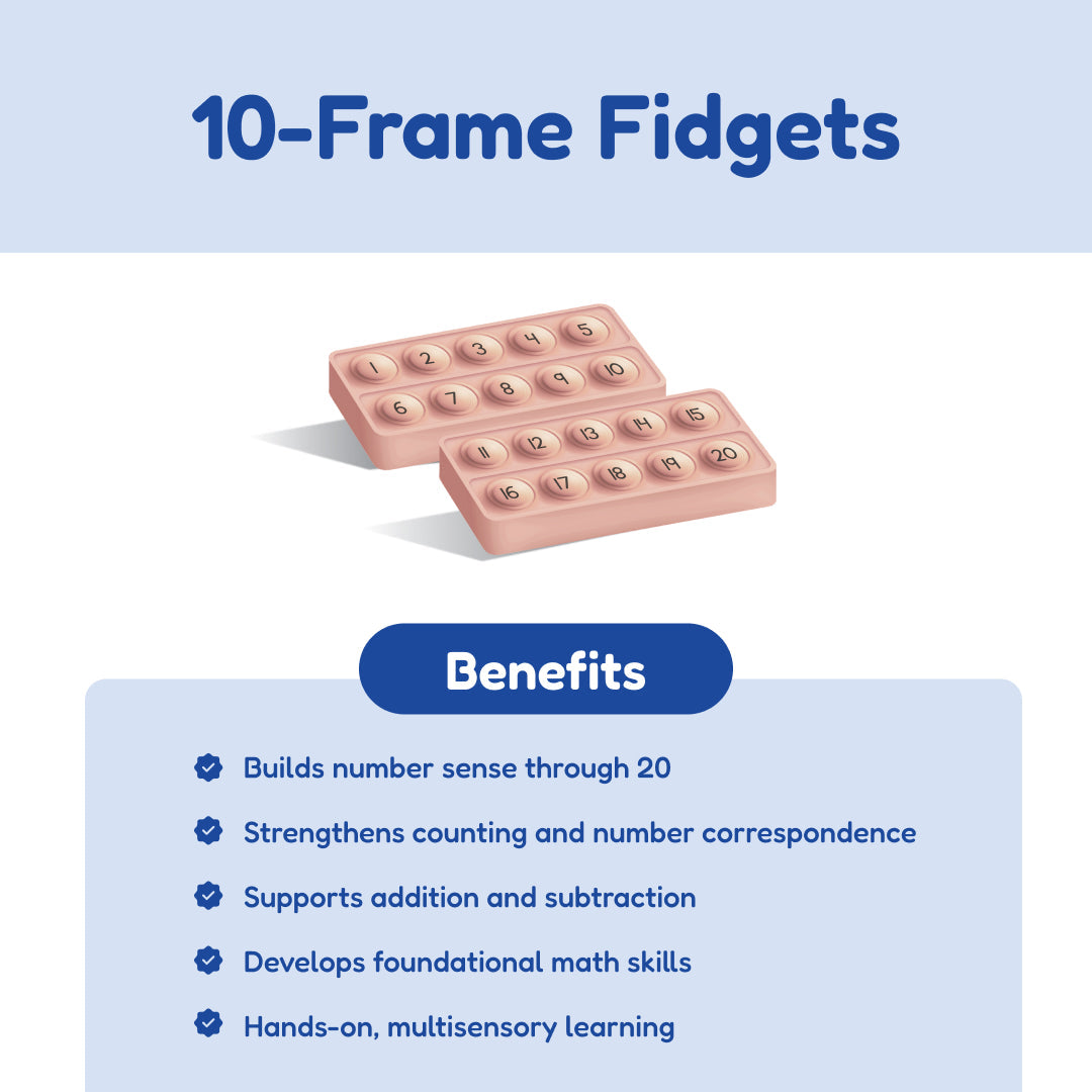 Two pink 10-frame fidget blocks displaying numbers 1-20 from The Fidget Games on Tampa Home & Garden Store
