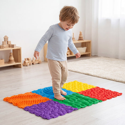 DirectDeals Interlocking Sensory Mats 6-Piece Set with textured surfaces for babies on Tampa Home & Garden Store