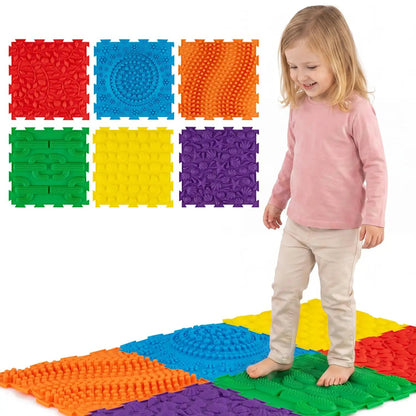 Interlocking Sensory Mats 6-Piece Set Textured