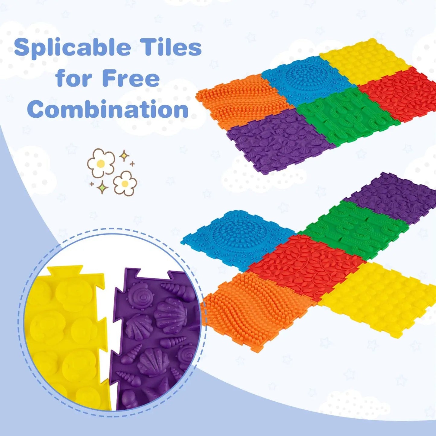 Interlocking Sensory Mats 6-Piece Set Textured
