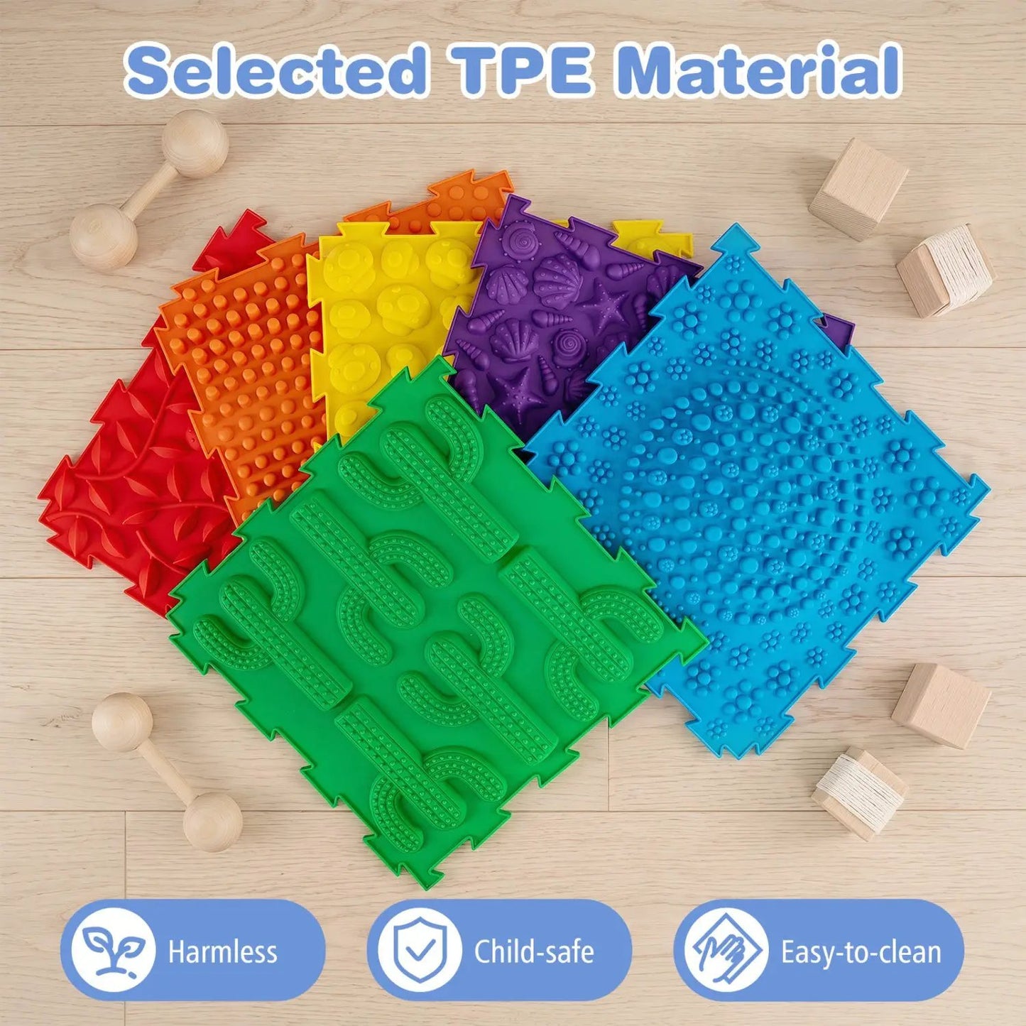 Interlocking Sensory Mats 6-Piece Set Textured