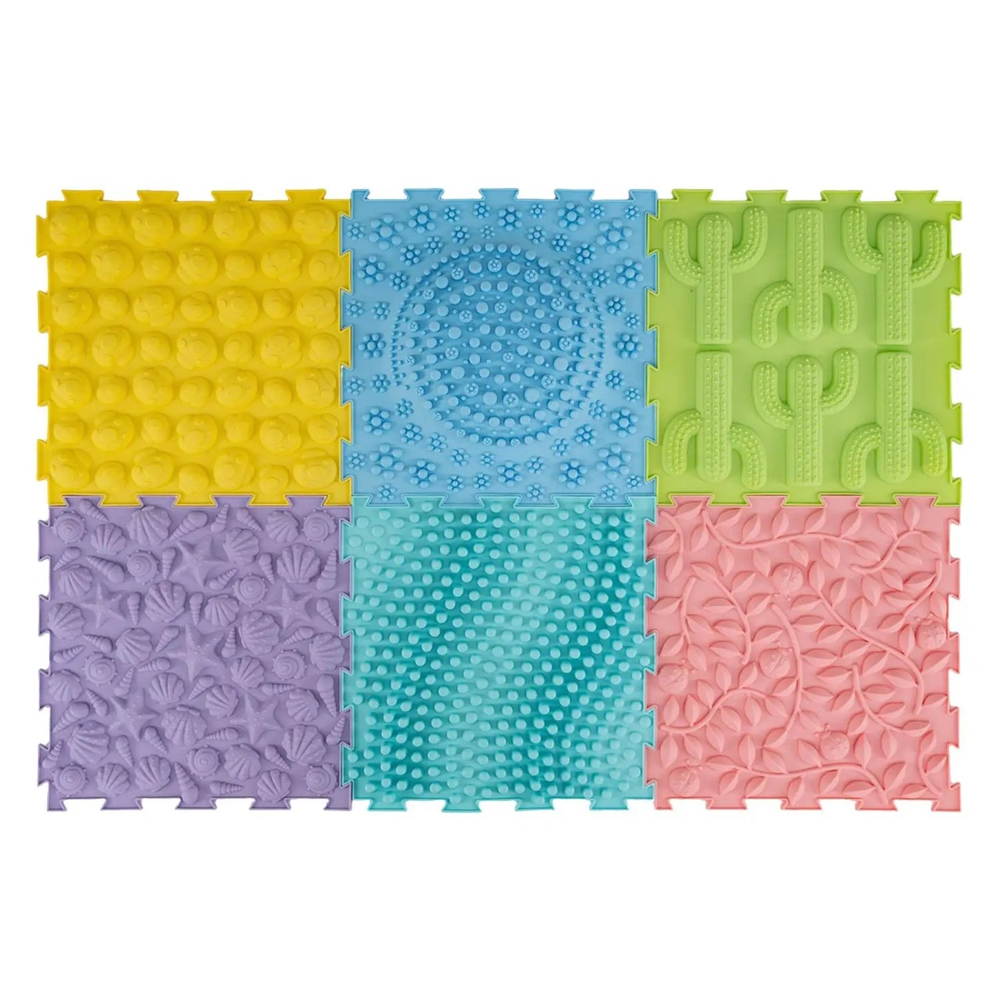 Interlocking Sensory Mats 6-Piece Set Textured