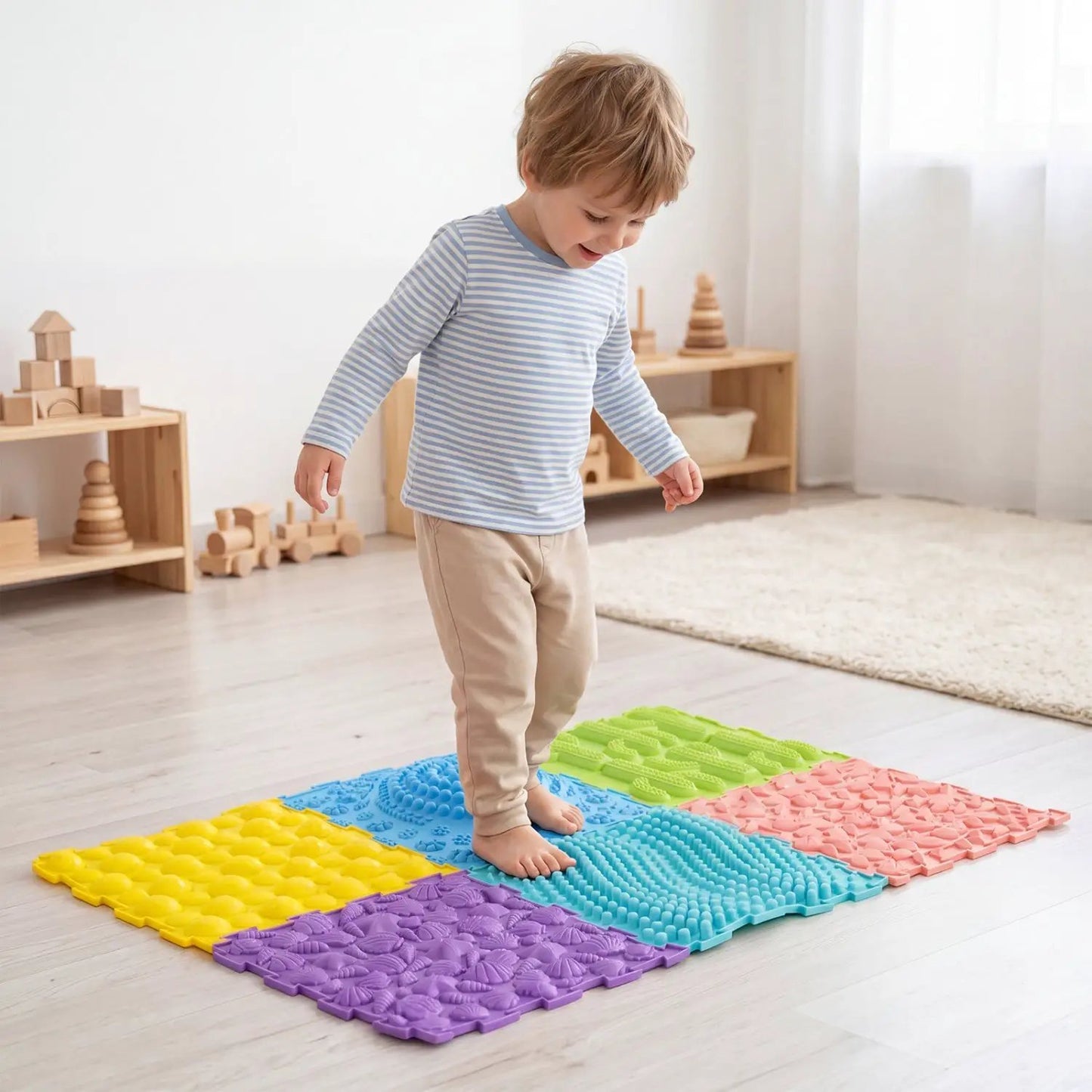 Interlocking Sensory Mats 6-Piece Set Textured
