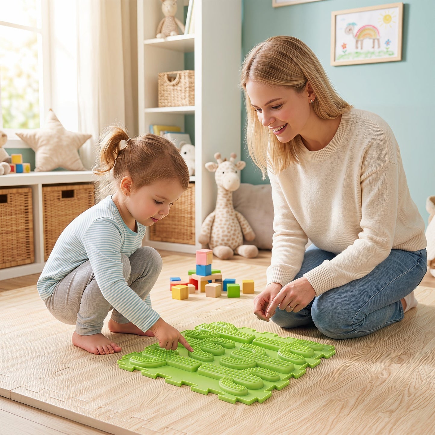 Interlocking Sensory Mats 6-Piece Set Textured