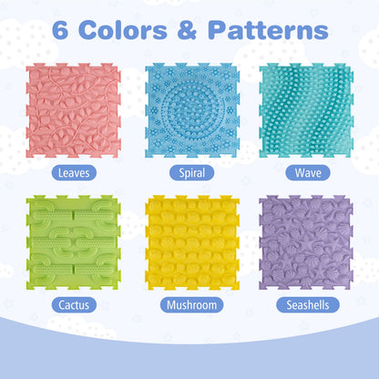 Interlocking Sensory Mats 6-Piece Set Textured