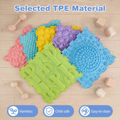 Interlocking Sensory Mats 6-Piece Set Textured