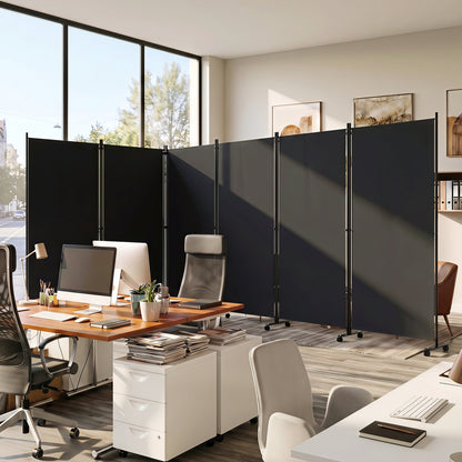 6-panel folding room divider with wheels, black panels, DirectDeals on Tampa Home & Garden Store