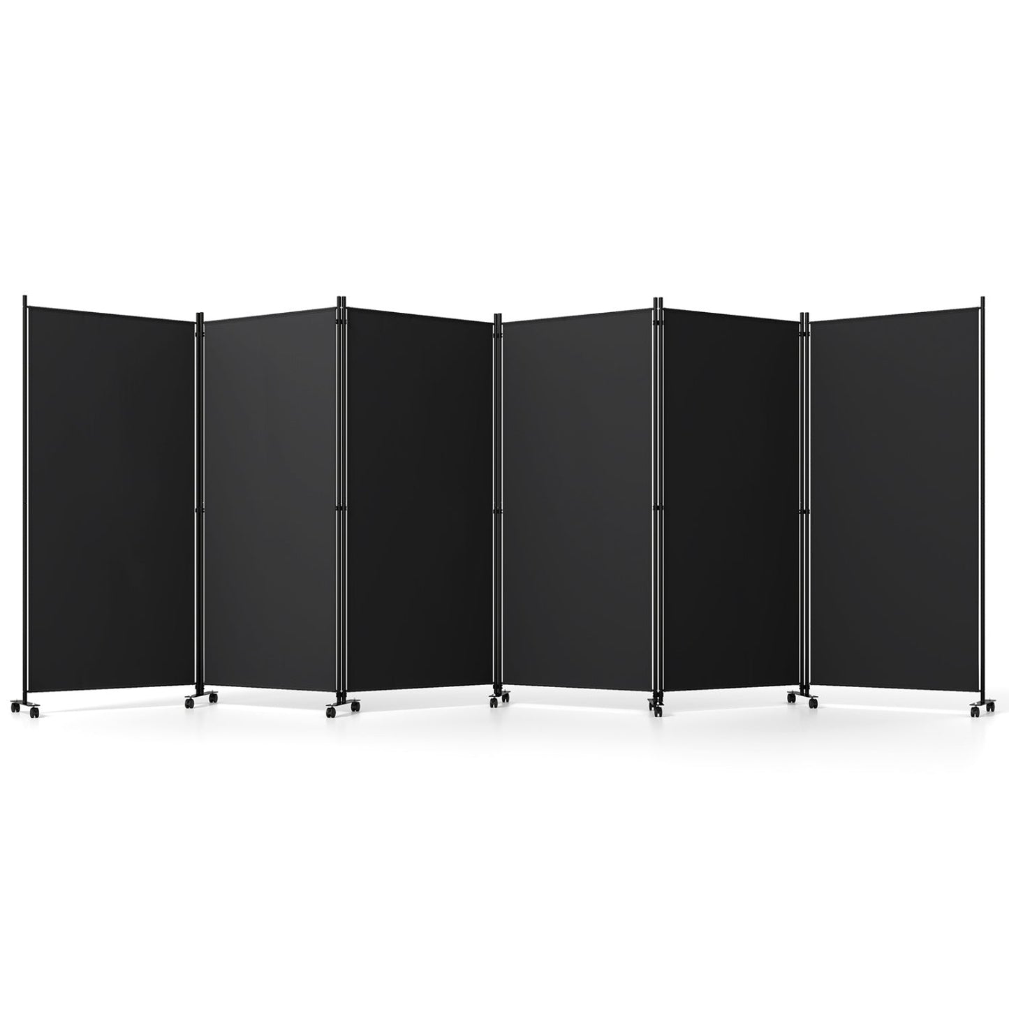 6-panel folding room divider with wheels, black panels on Tampa Home & Garden Store