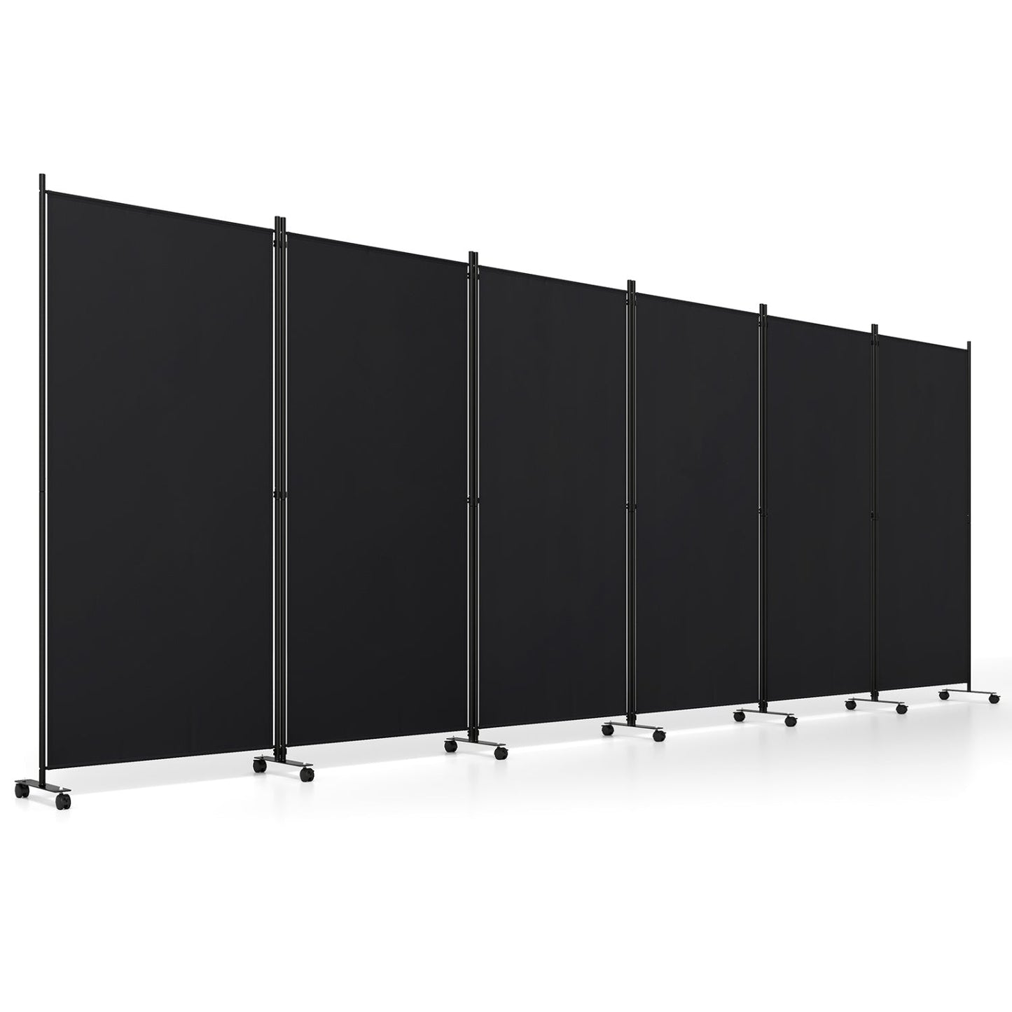 6-panel folding room divider on wheels, black panels DirectDeals on Tampa Home & Garden Store