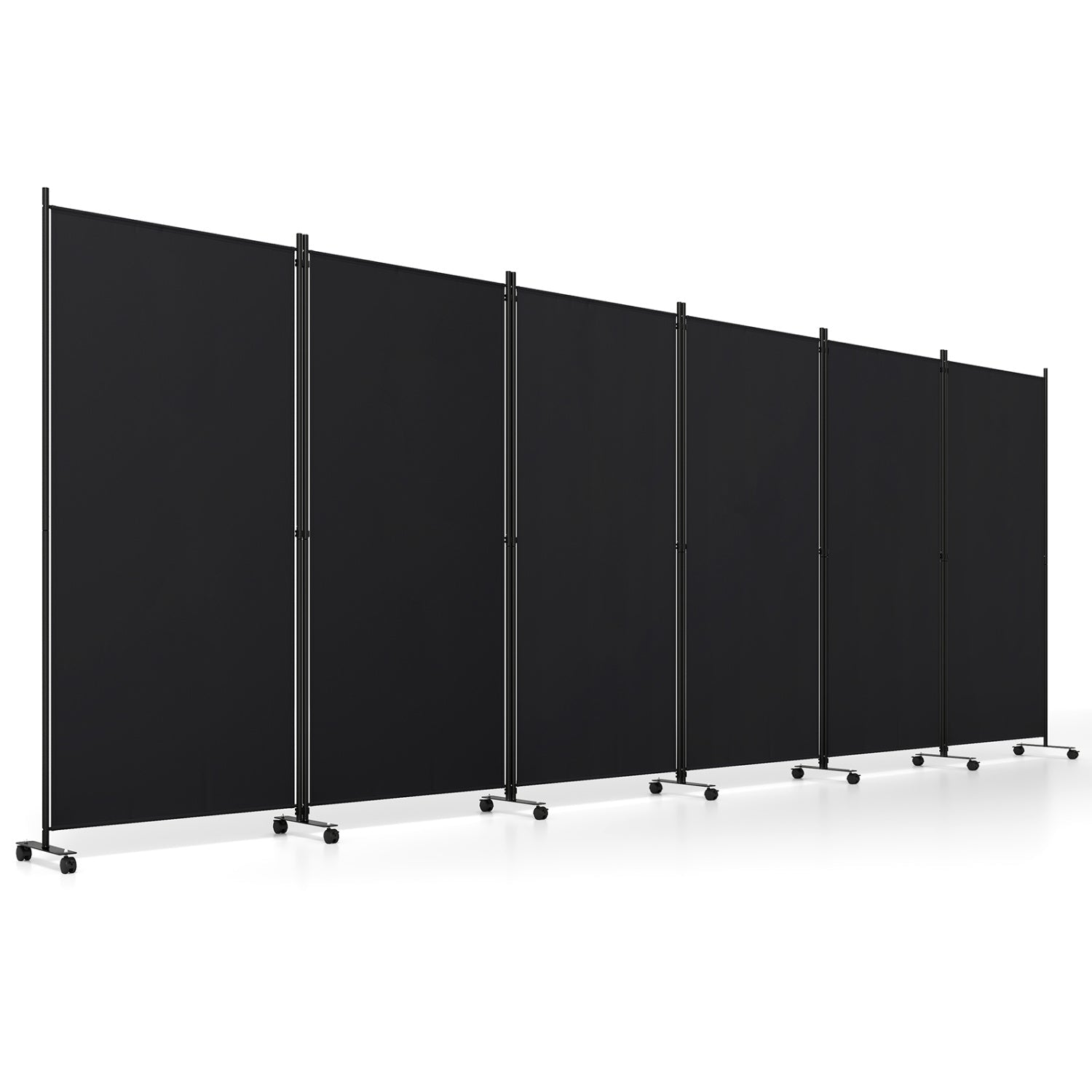 6-panel folding room divider on wheels, black panels DirectDeals on Tampa Home & Garden Store