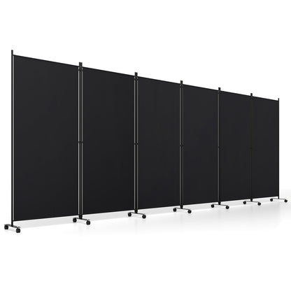6-panel folding room divider on wheels, black panels DirectDeals on Tampa Home & Garden Store