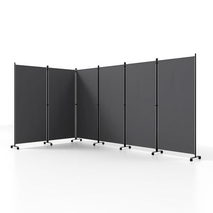 6-Panel Folding Room Divider with Wheels, DirectDeals, black panels on a slim steel frame on Tampa Home & Garden Store