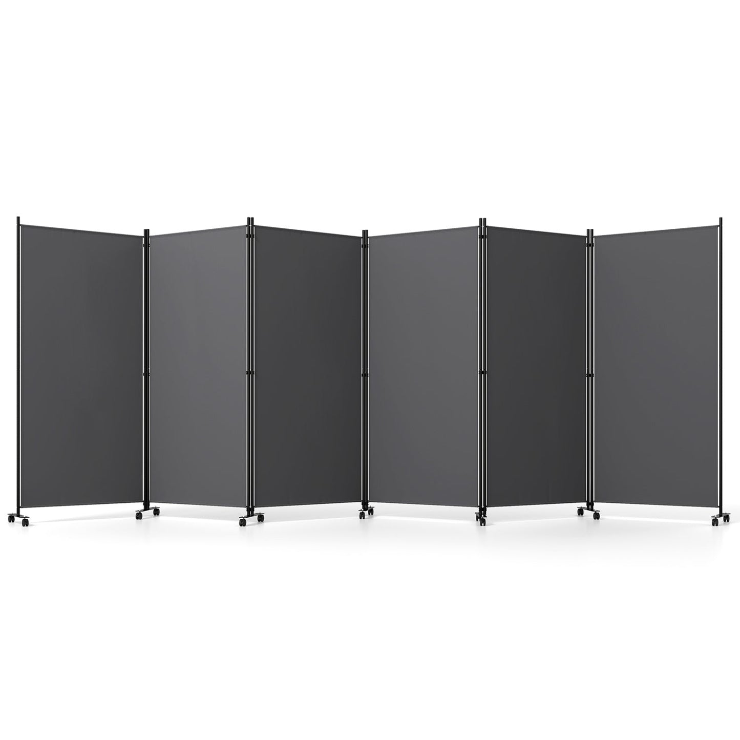 6-panel folding room divider with wheels DirectDeals dark gray panels on black metal frame on Tampa Home & Garden Store