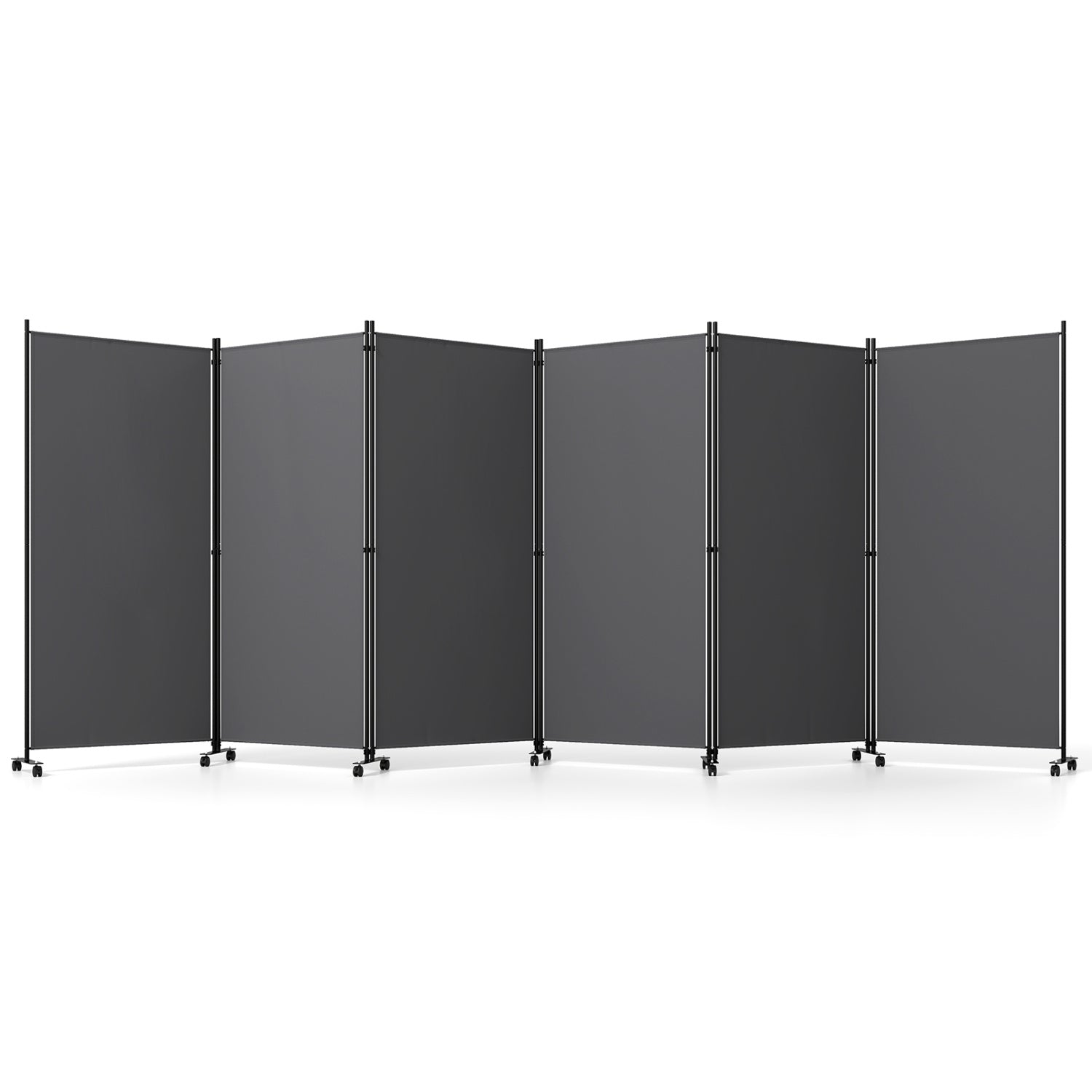 6-panel folding room divider with wheels DirectDeals dark gray panels on black metal frame on Tampa Home & Garden Store
