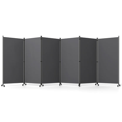 6-panel folding room divider with wheels DirectDeals dark gray panels on black metal frame on Tampa Home & Garden Store