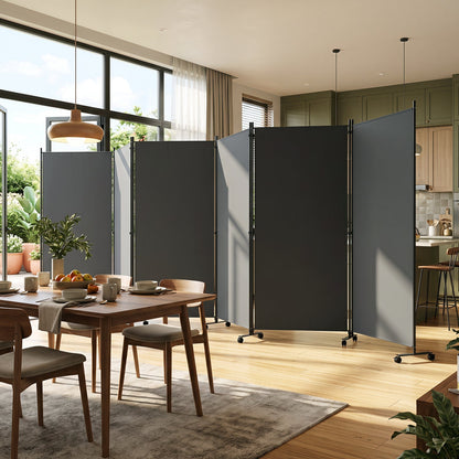 6-panel folding room divider on wheels with dark gray panels DirectDeals on Tampa Home & Garden Store