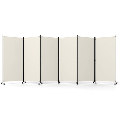 DirectDeals 6-panel folding room divider with wheels, cream panels and black metal frame on Tampa Home & Garden Store