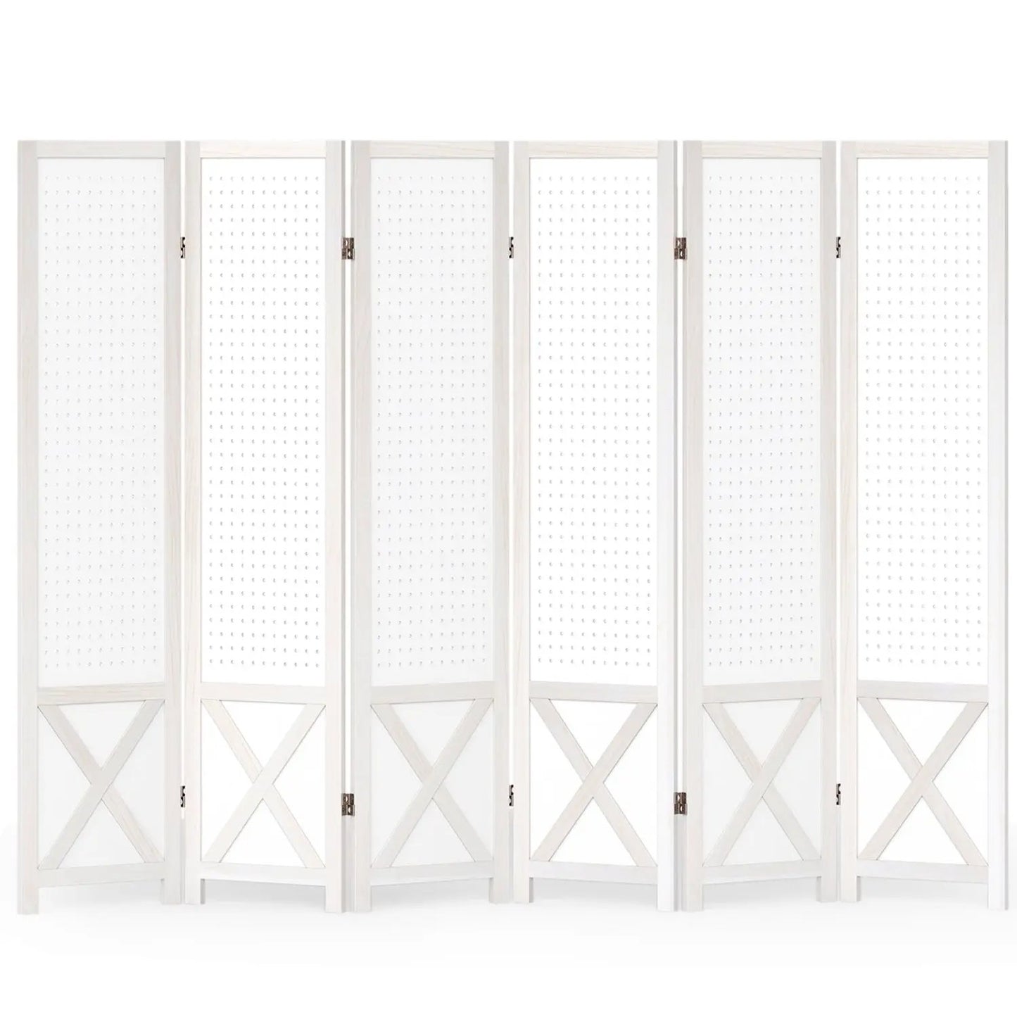 6-Panel Pegboard Room Divider Foldable Screen