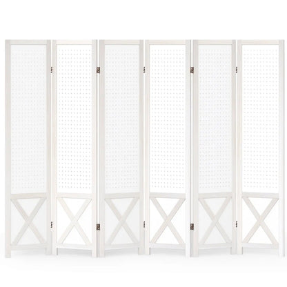 6-Panel Pegboard Room Divider Foldable Screen