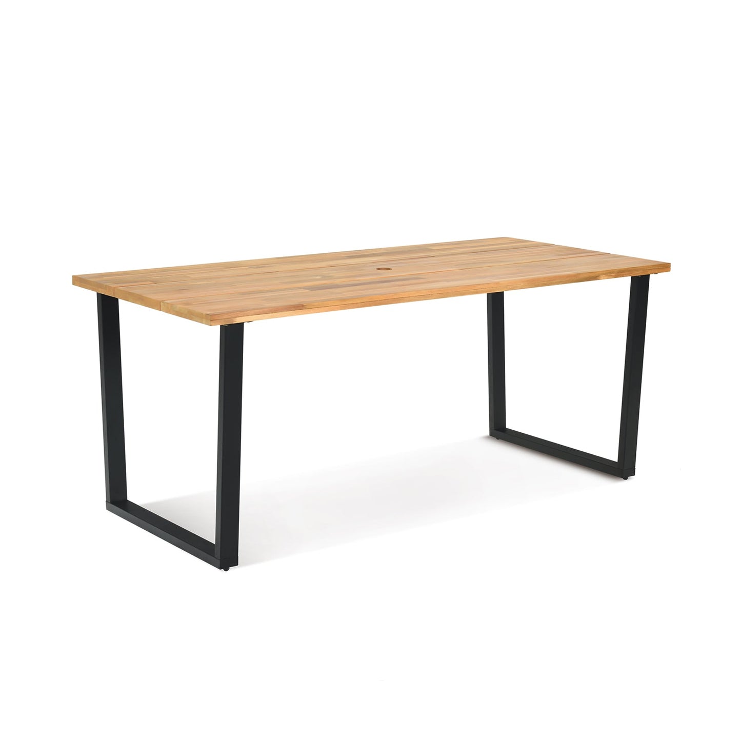 Mesa de comedor para exteriores de madera de acacia para 6 personas con orificio para sombrilla de 5 cm