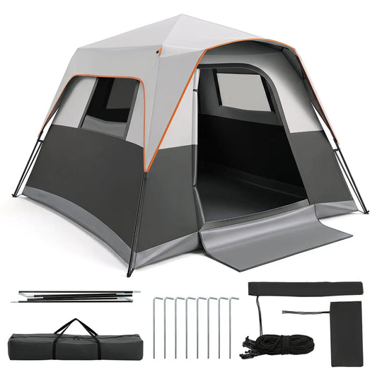 6-Person Instant Cabin Tent with Blackout Rainfly by DirectDeals, gray/charcoal with poles on Tampa Home & Garden Store