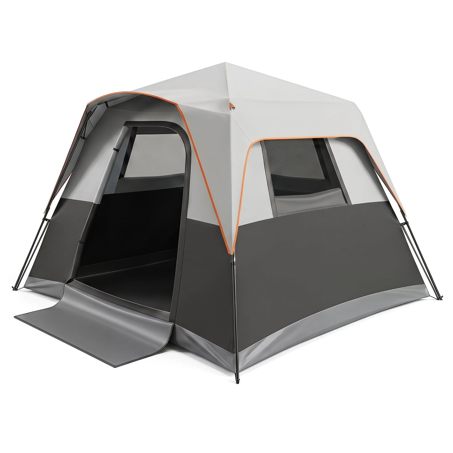 6-Person Instant Cabin Tent with Blackout Rainfly gray/charcoal fabric with orange trim GemGear on Tampa Home & Garden Store
