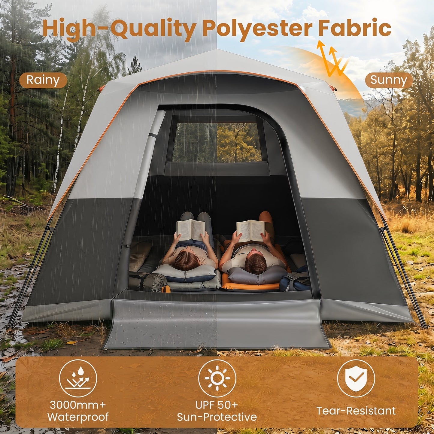 6-Person Instant Cabin Tent With Blackout Rainfly