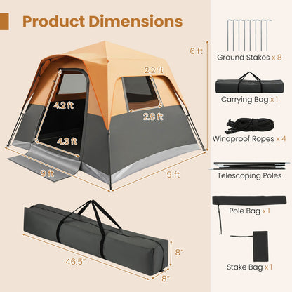 6-Person Instant Cabin Tent With Blackout Rainfly