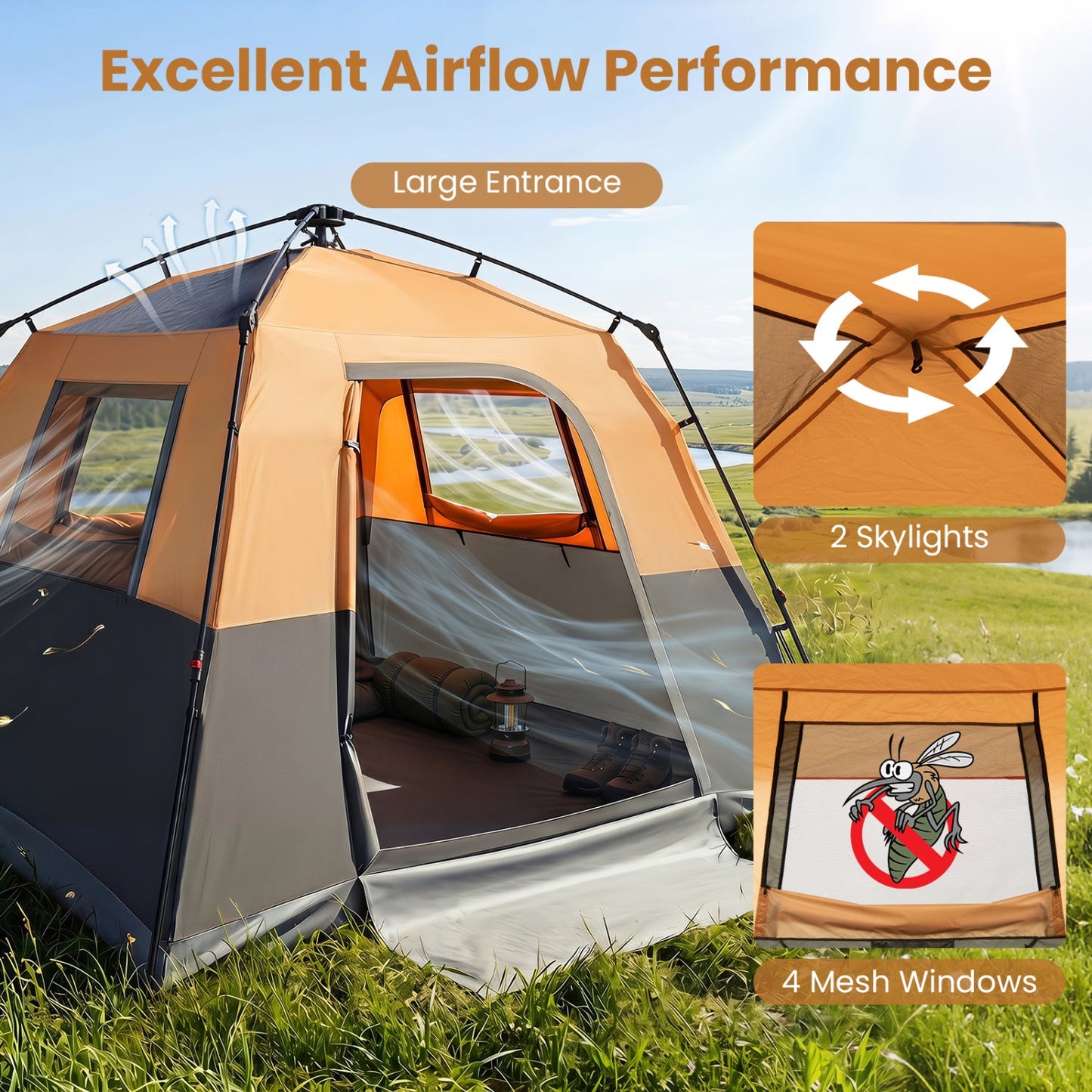 6-Person Instant Cabin Tent With Blackout Rainfly