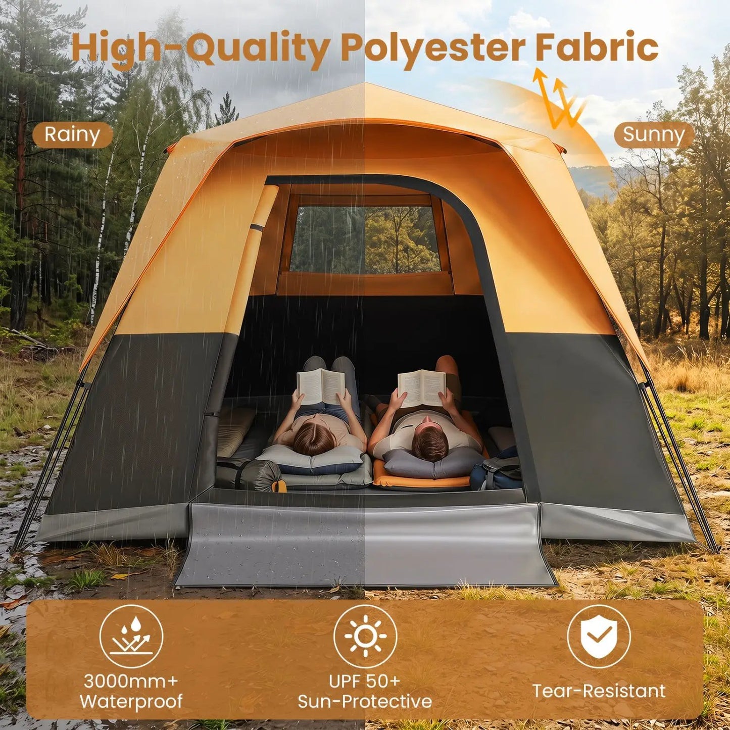 6-Person Instant Cabin Tent With Blackout Rainfly