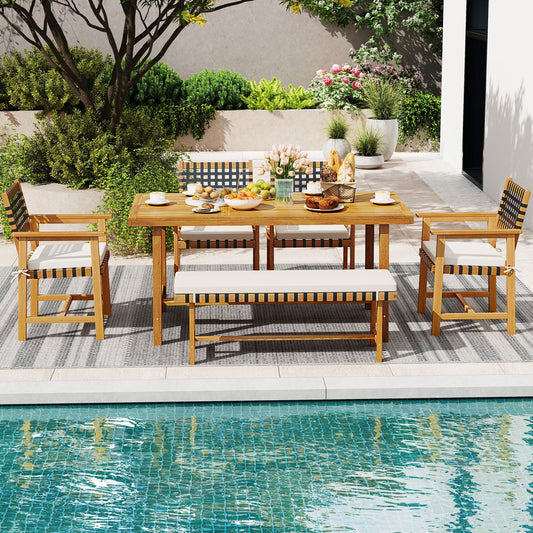 6-Piece Patio Dining Set for 5-6 People Farmhouse Furniture - Tampa Home & Garden Store