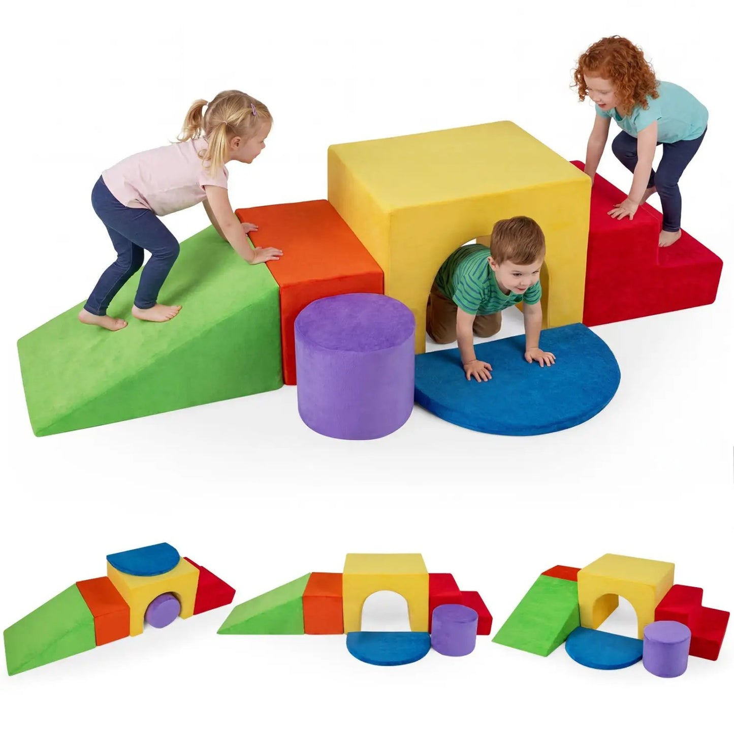 Foam Climbing Blocks Set with Slide and Tunnel
