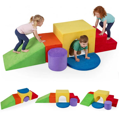 Foam Climbing Blocks Set with Slide and Tunnel