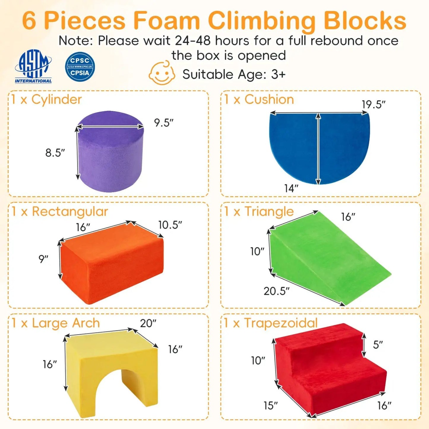 Foam Climbing Blocks Set with Slide and Tunnel