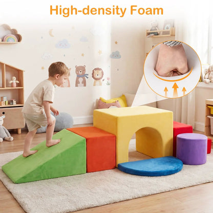 Foam Climbing Blocks Set with Slide and Tunnel